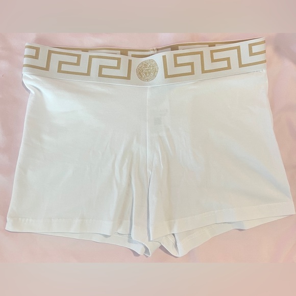 Versace • Icon Elasticized Logo Shorts • Optical White • NWOT • Size 2 • Small - Picture 1 of 3